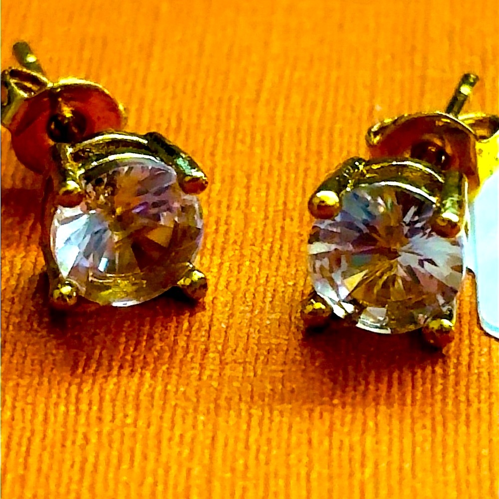 Gold Over Sterling Silver Stud push back earrings! Never worn!